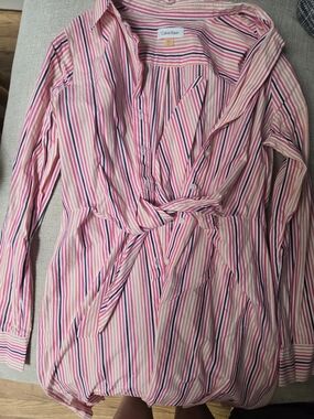 Calvin Klein Pink Striped Button-Front Shirt Dress